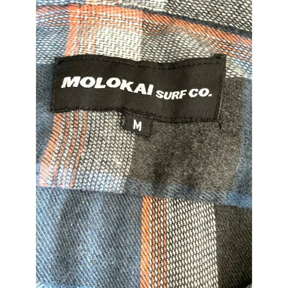 Molokai Surf Co. Blue Gray Plaid Flannel Shirt Men’s Medium - Picture 5 of 6